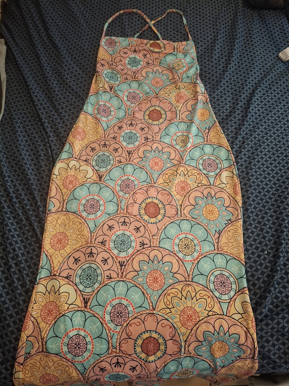 Floral Mosaic Maxi Skirt in Peach & Teal